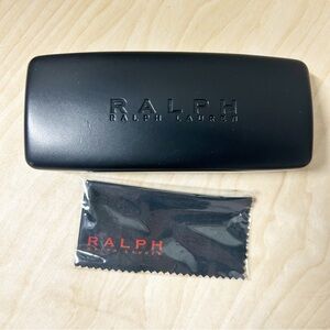 Ralph Lauren Matte Black Eyewear Clamshell Hard Case with Cleaning Cloth